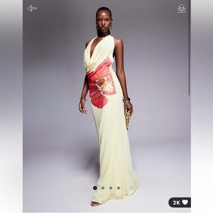 ASOS Maxi Dress with Red Floral Design